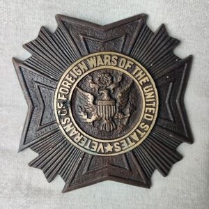 Veterans of Foreign Wars Of The United States Bronze Grave Marker 5.5" Vtg VFW